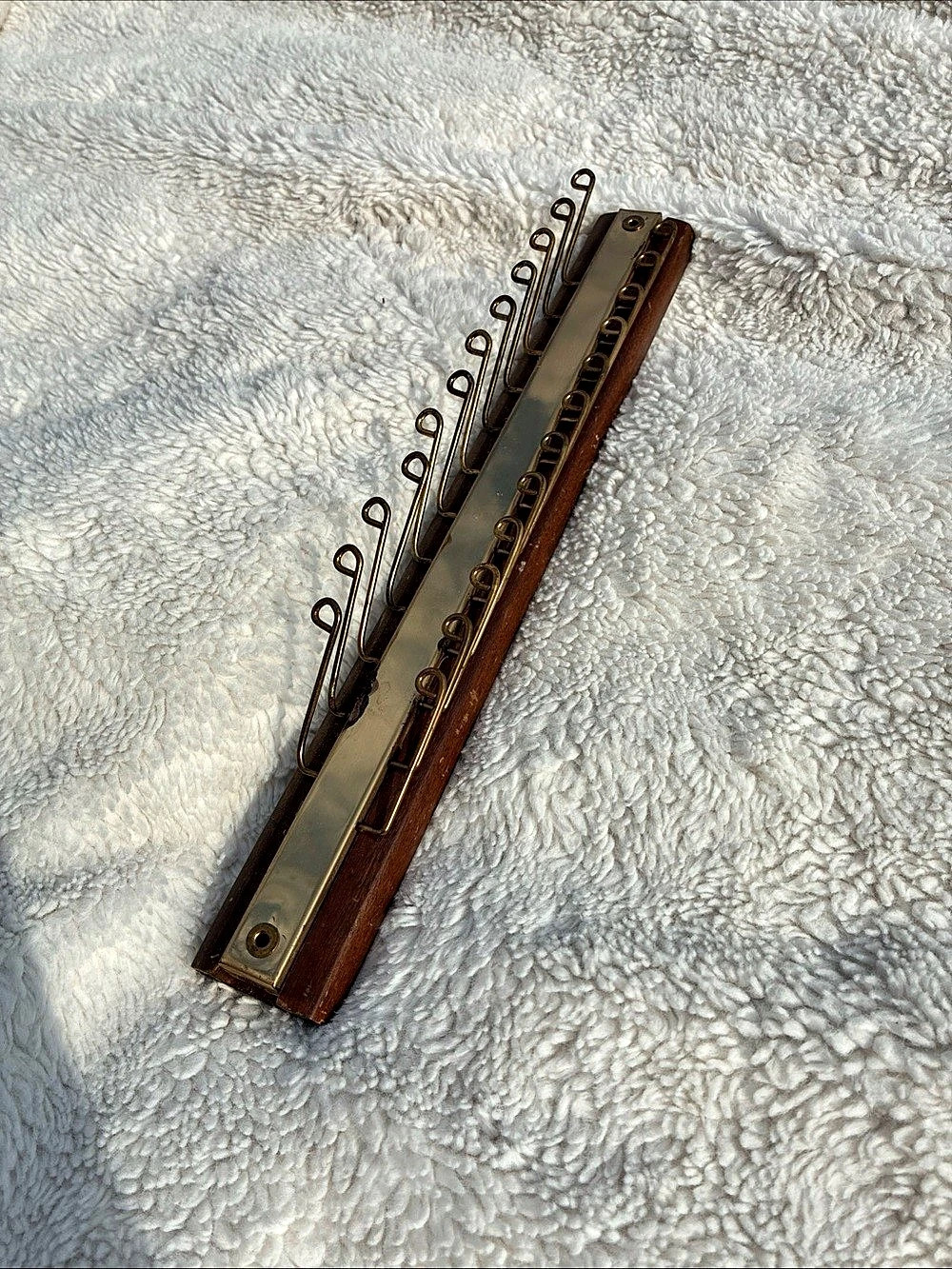 Vintage Wooden Tie Rack Brown Butter Pat display